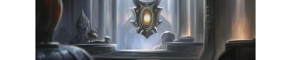 A glowing arcane emblem hovering in a stone chamber.
