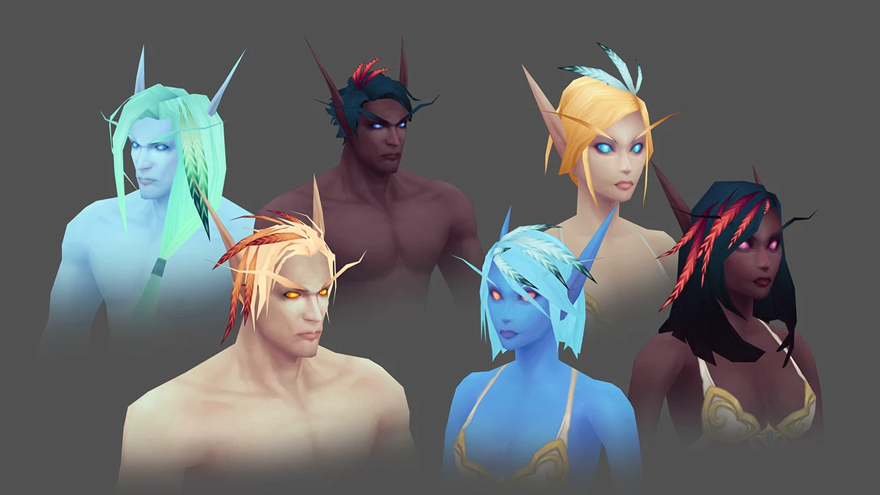 Six Skyborne characters from Blizzard's work-in-progress SD model preview.