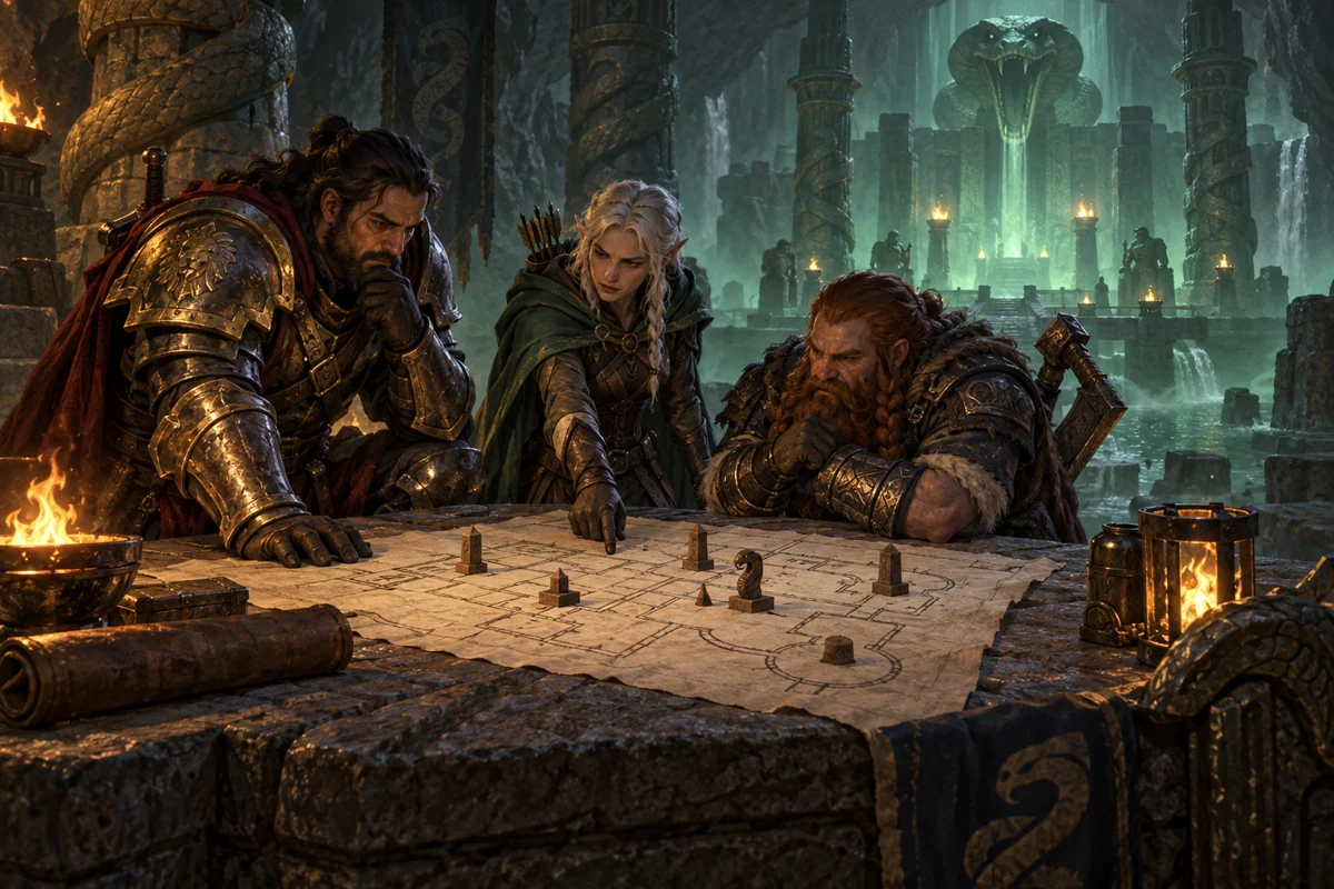 Symbolinen kuvitus raidin valmistautumisesta ja yhteisestä suunnittelusta.